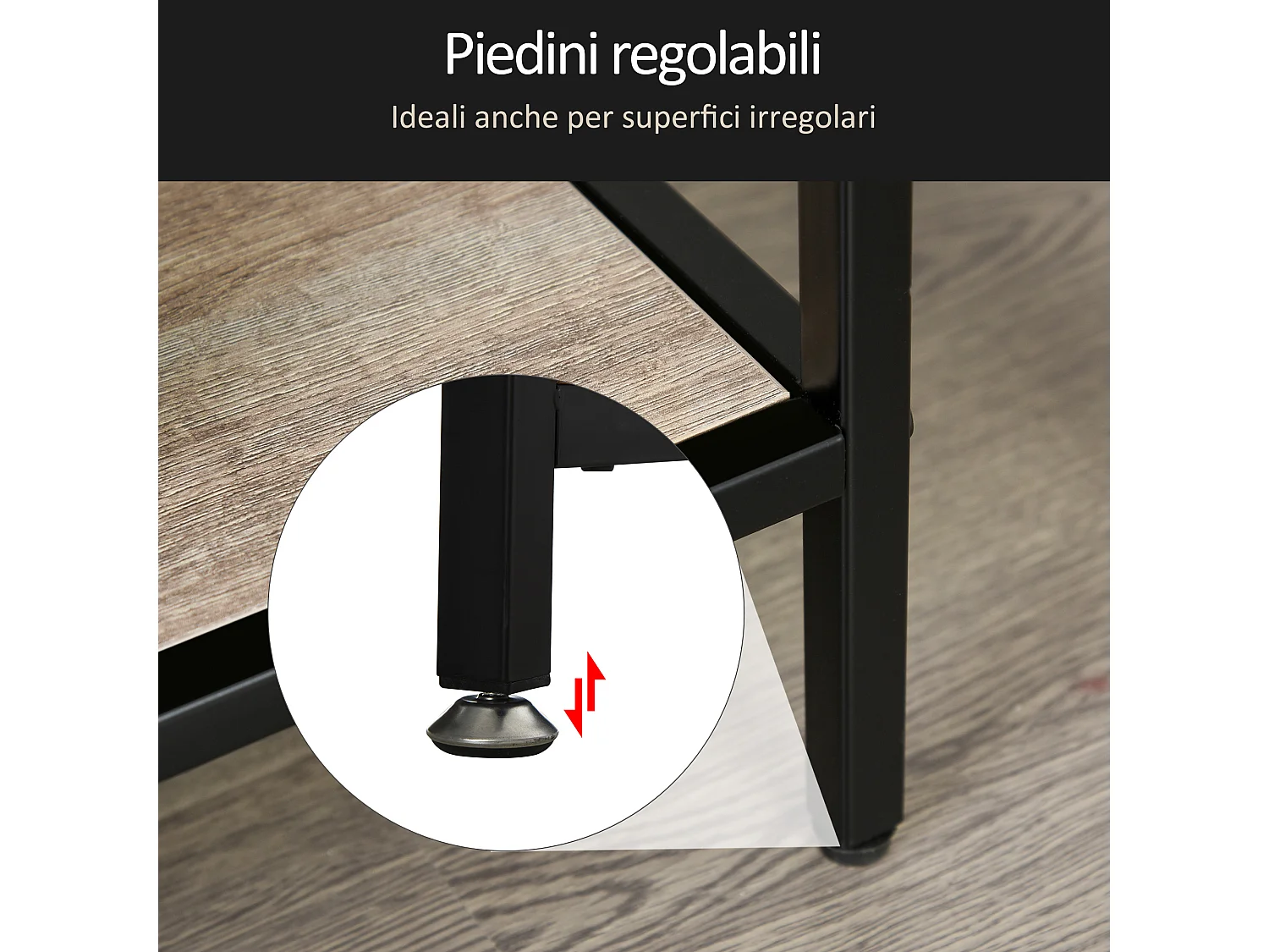 Scaffale libreria asimmetrica legno e metallo