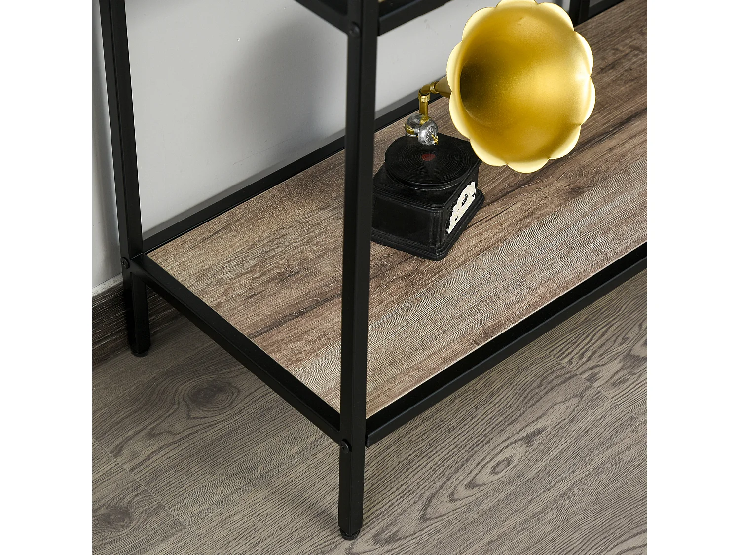 Scaffale libreria asimmetrica legno e metallo