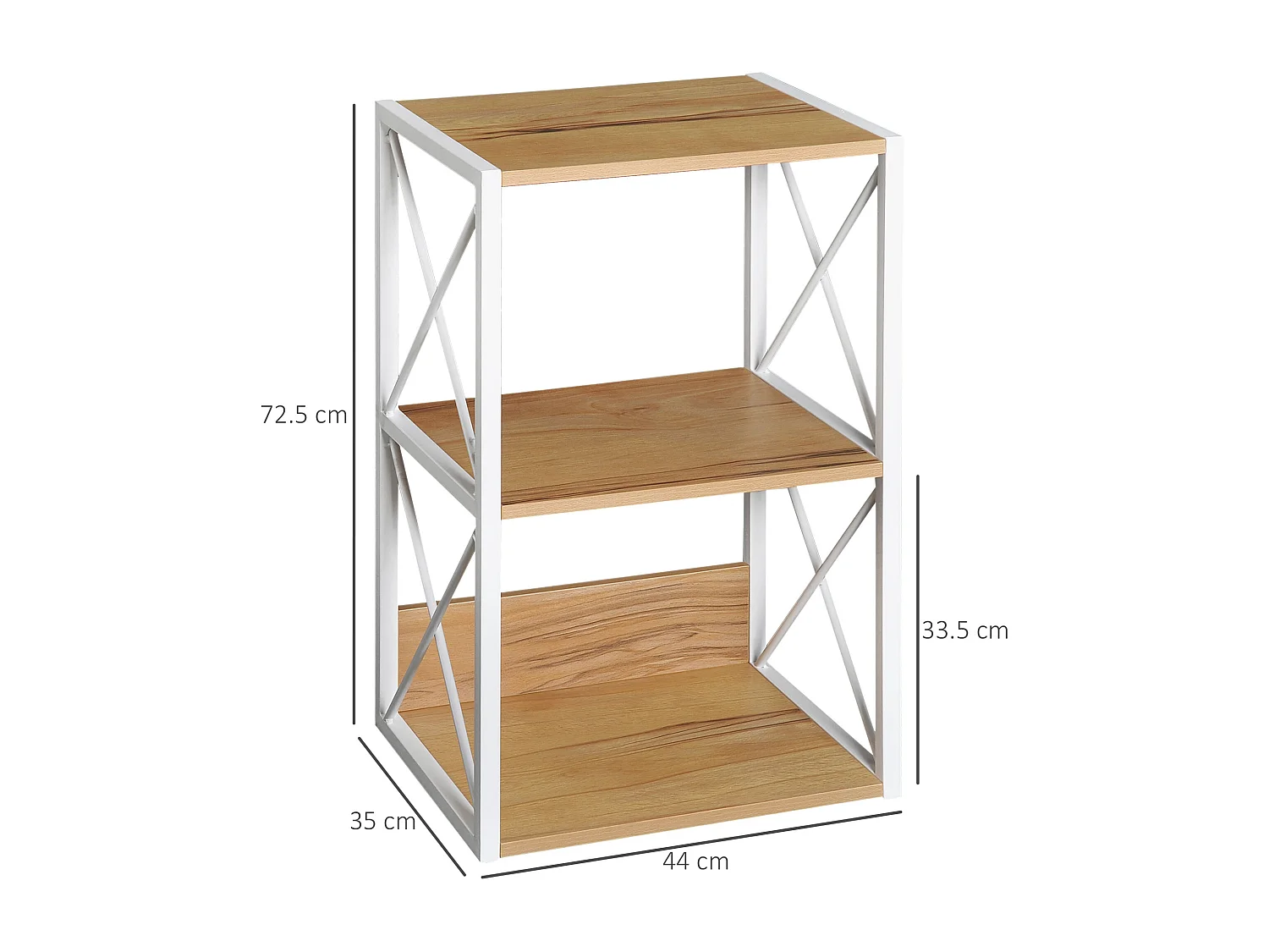 Mobile libreria salvaspazio a 3 ripiani in legno e metallo