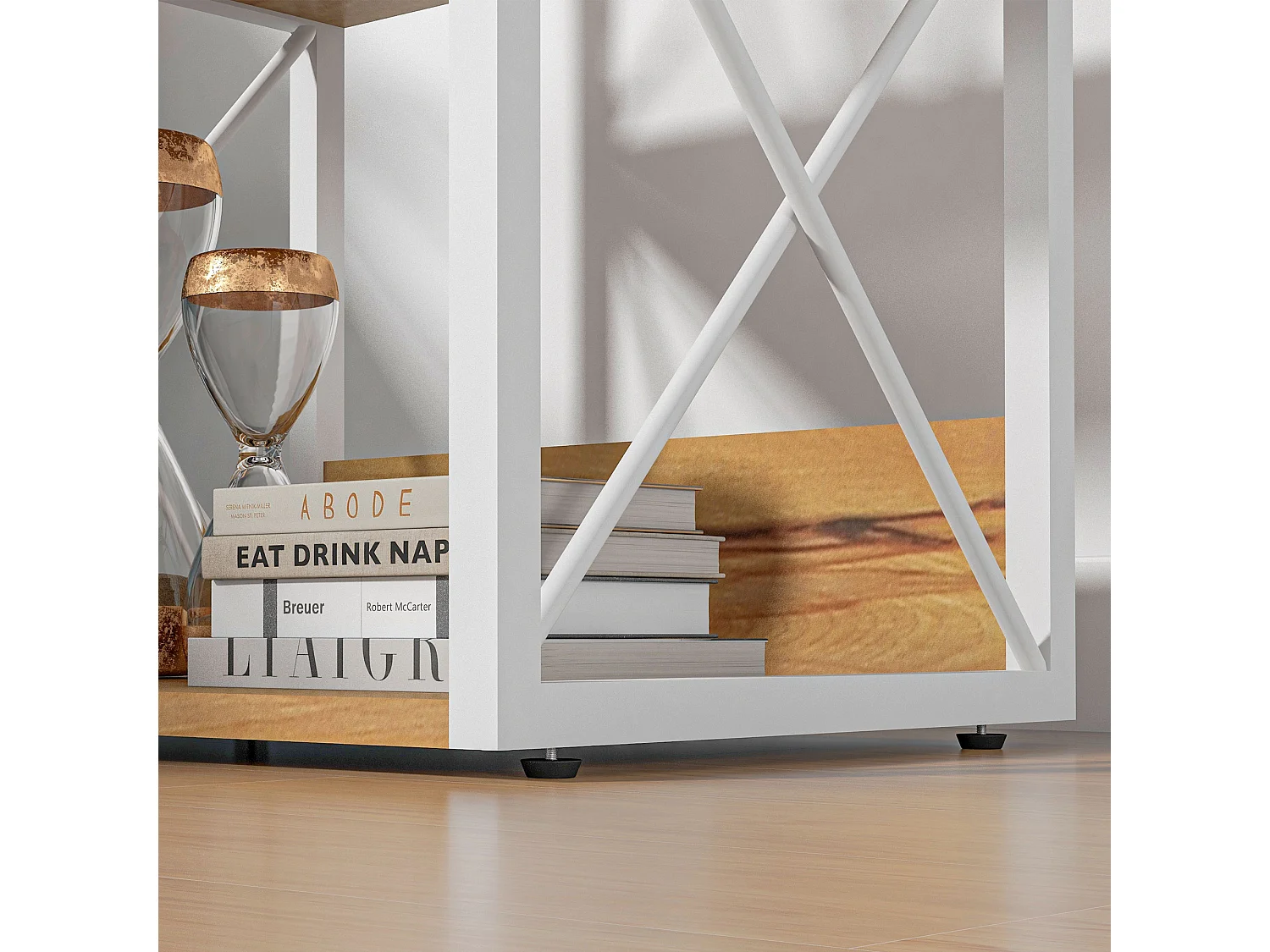 Mobile libreria salvaspazio a 3 ripiani in legno e metallo