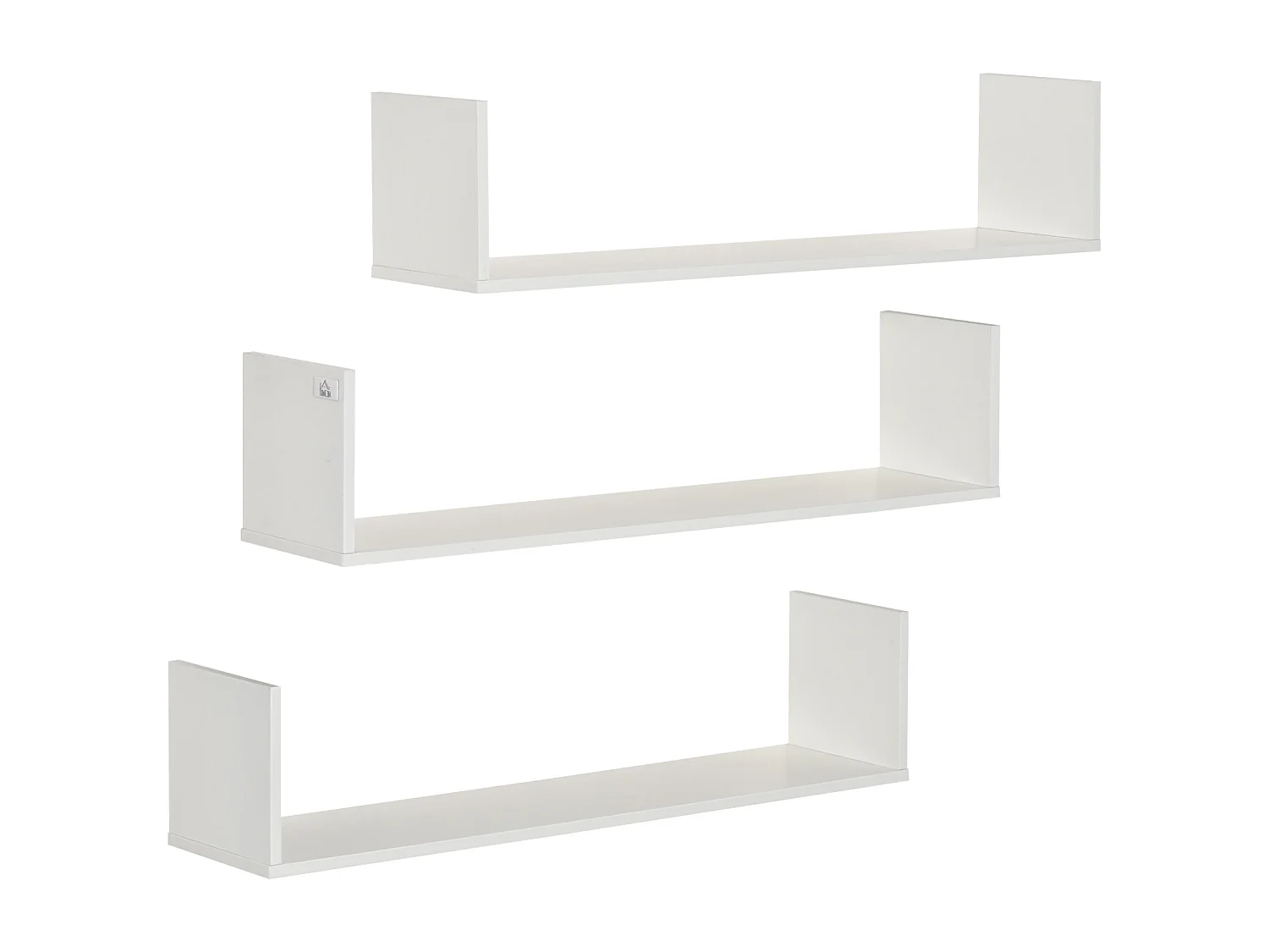 Set 3 mensole da parete portaoggetti in legno 80x18x18 cm bianco