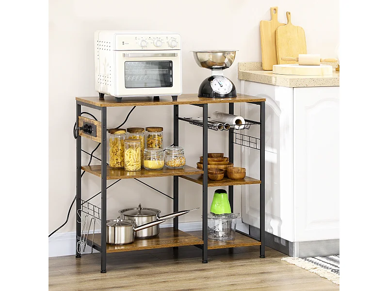 Mobile da cucina con presa e porta usb 90x40x83cm marrone