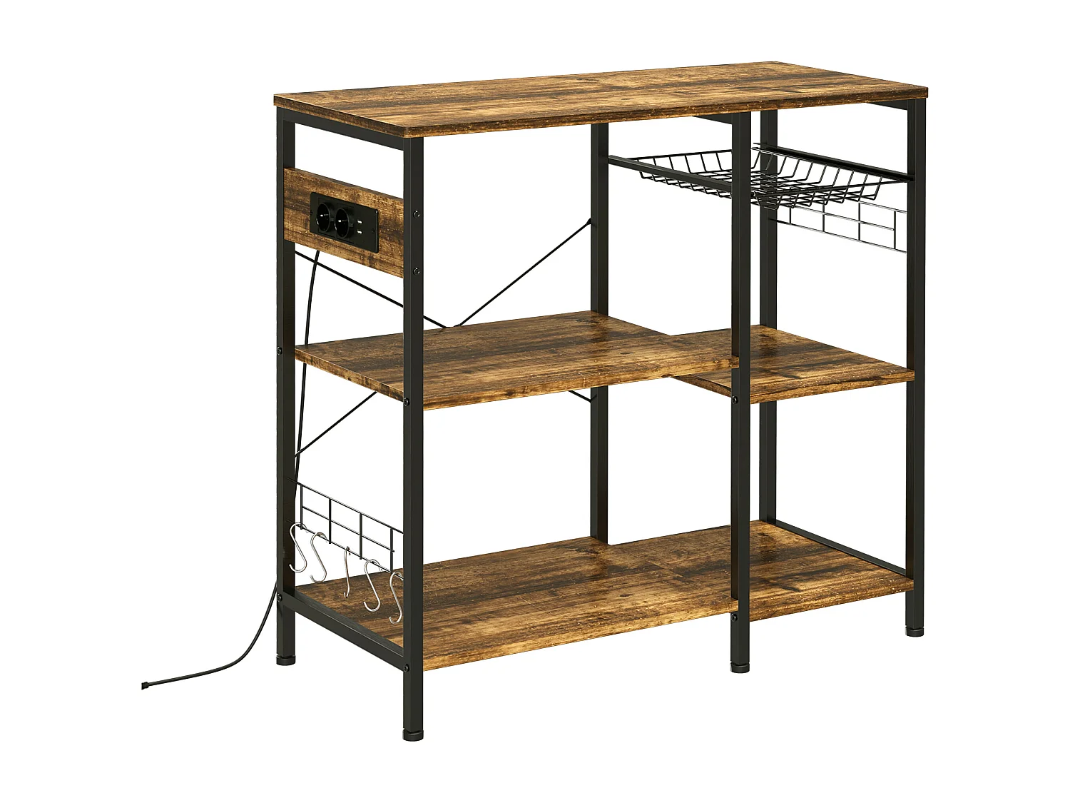 Mobile da cucina con presa e porta usb 90x40x83cm marrone