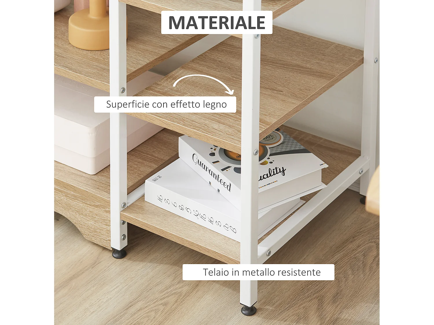 Scaffale da cucina mobiletto con 7 ripiani in metallo legno