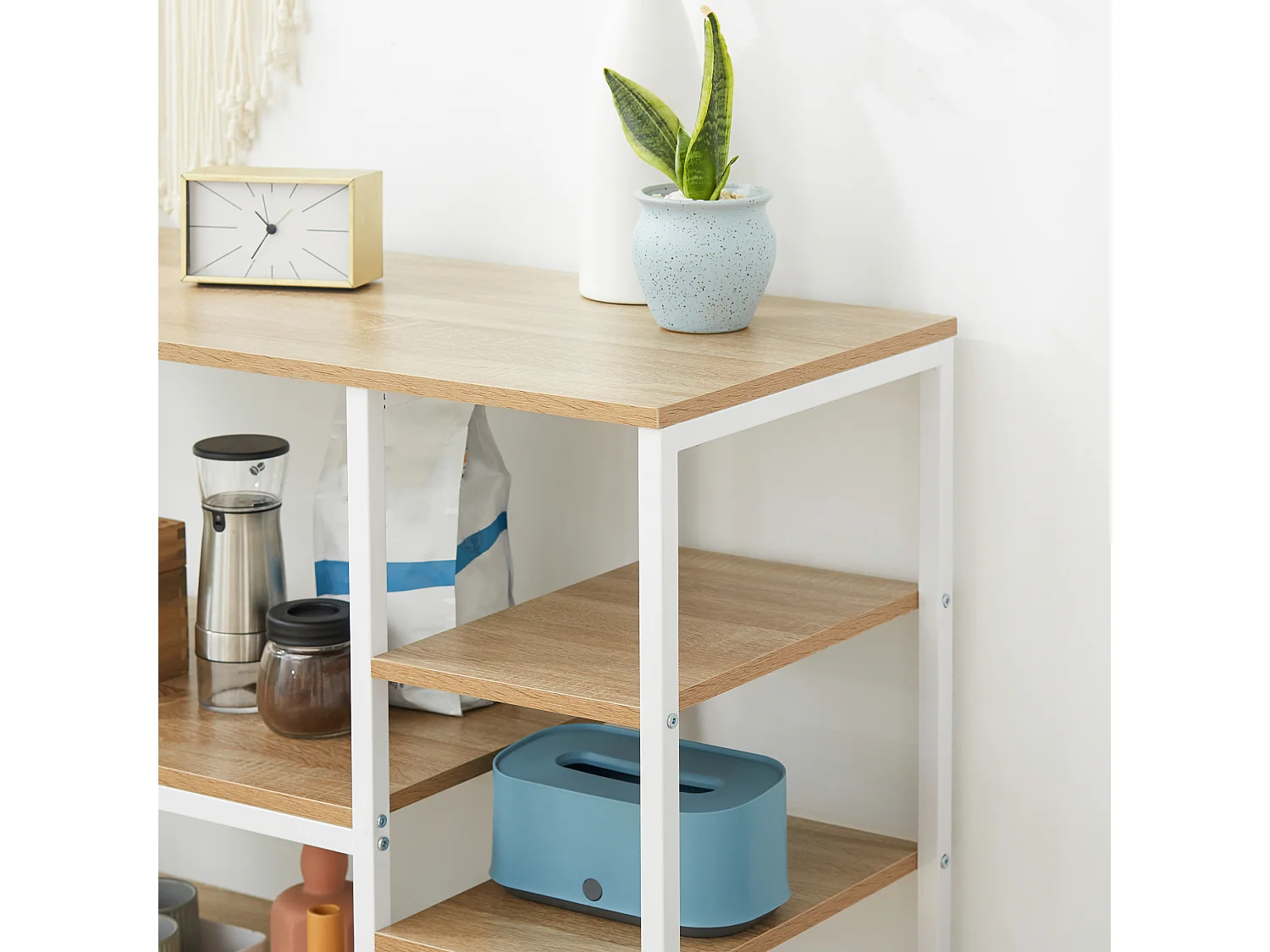 Scaffale da cucina mobiletto con 7 ripiani in metallo legno