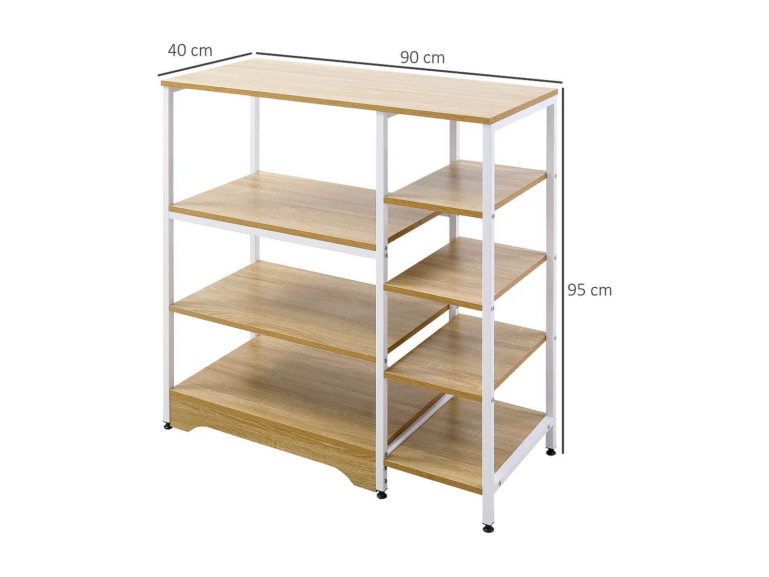 Scaffale da cucina mobiletto con 7 ripiani in metallo legno