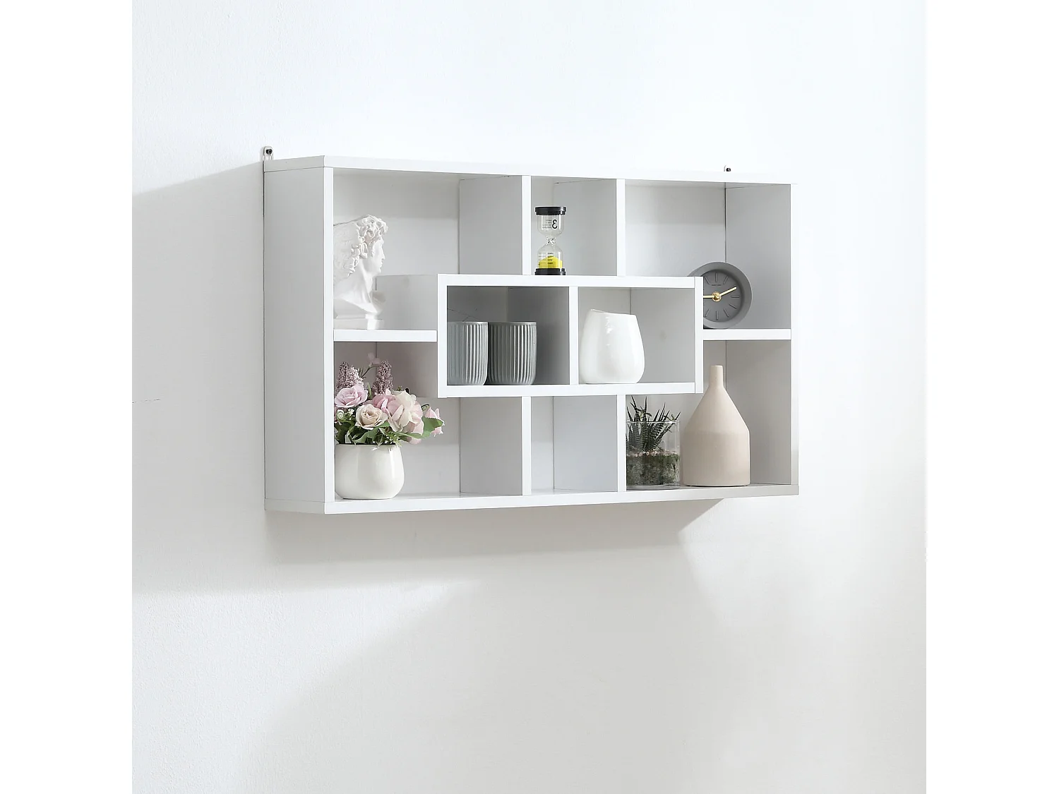 Pensile libreria da parete a 8 ripiani 85x14.5x47.5 cm bianco
