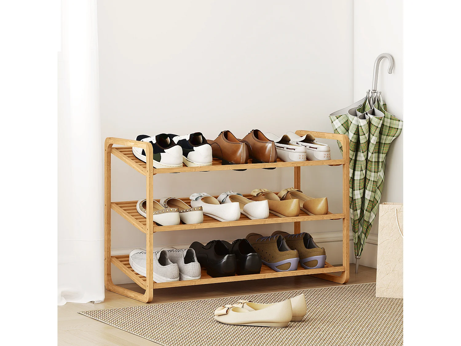 Scaffale scarpiera a 3 livelli per 12 scarpe