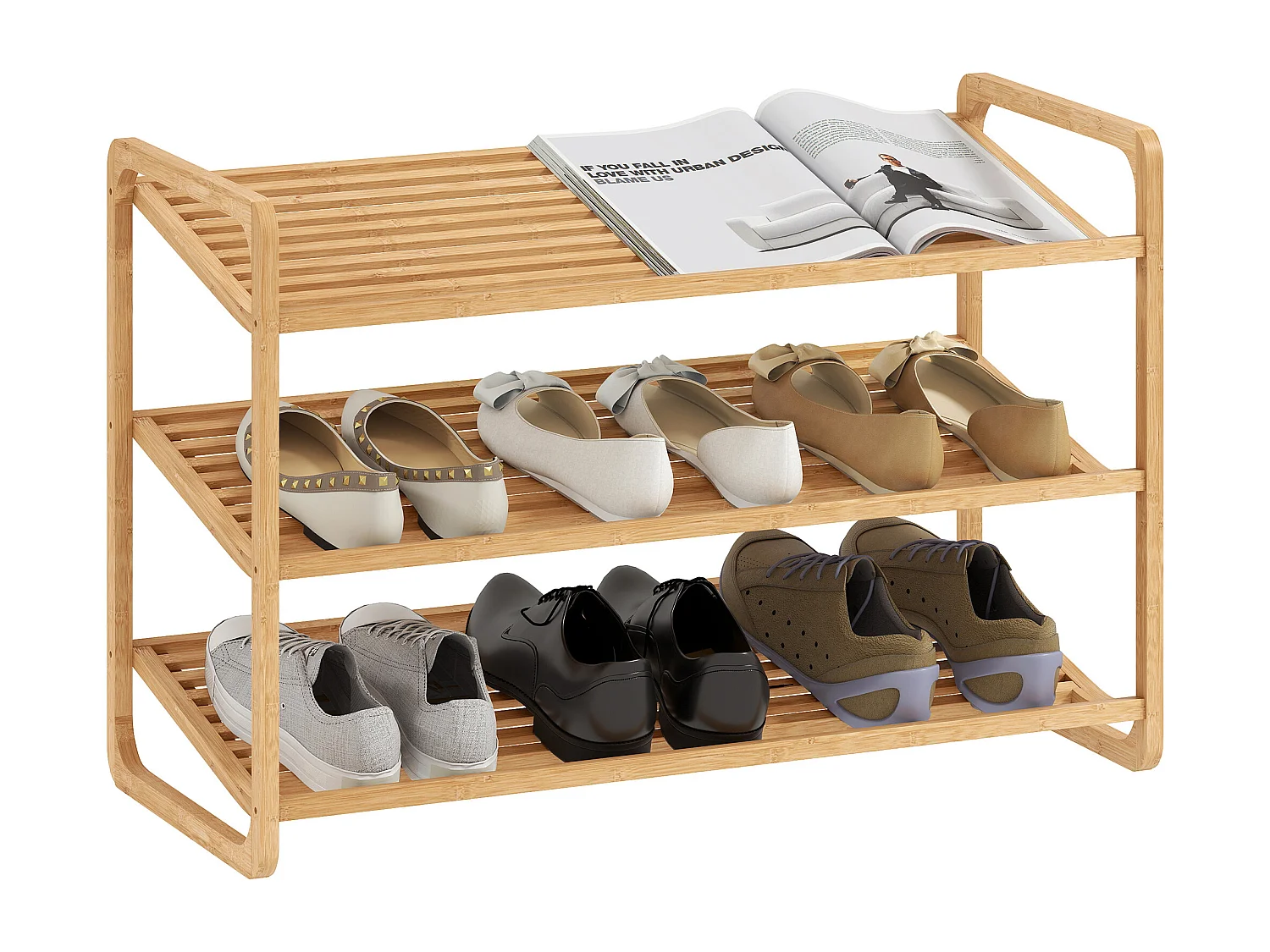 Scaffale scarpiera a 3 livelli per 12 scarpe