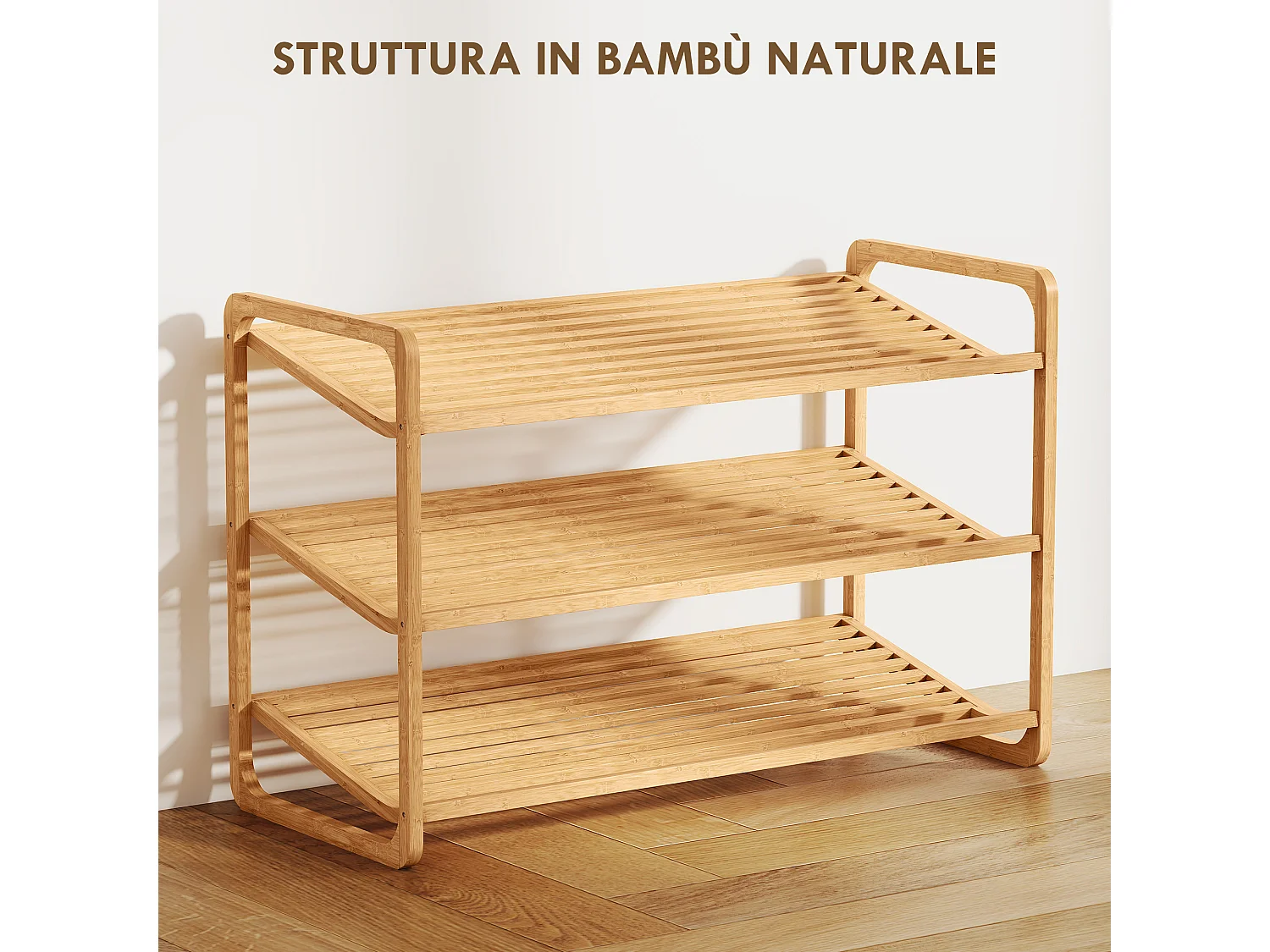 Scaffale scarpiera a 3 livelli per 12 scarpe