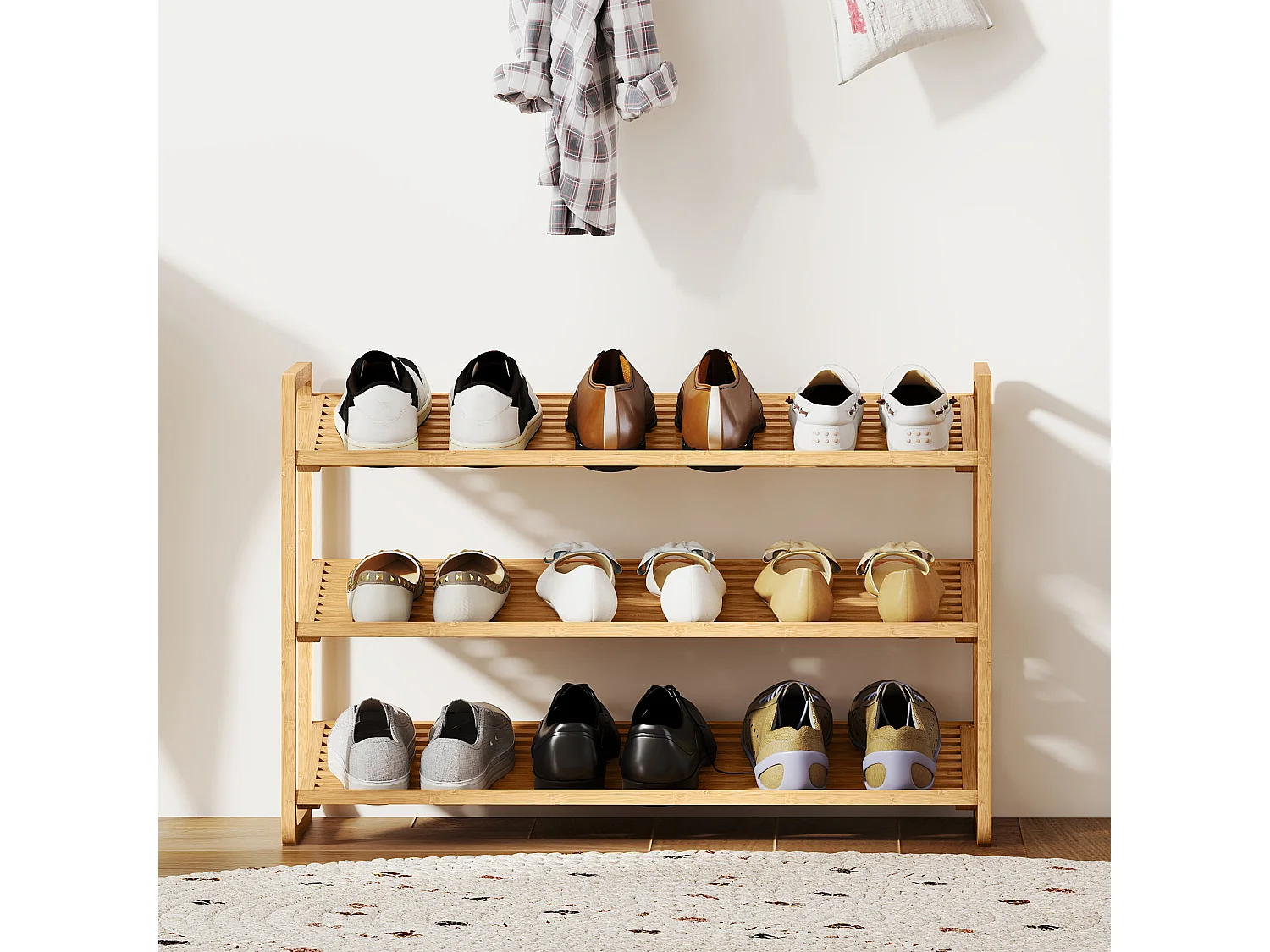 Scaffale scarpiera a 3 livelli per 12 scarpe