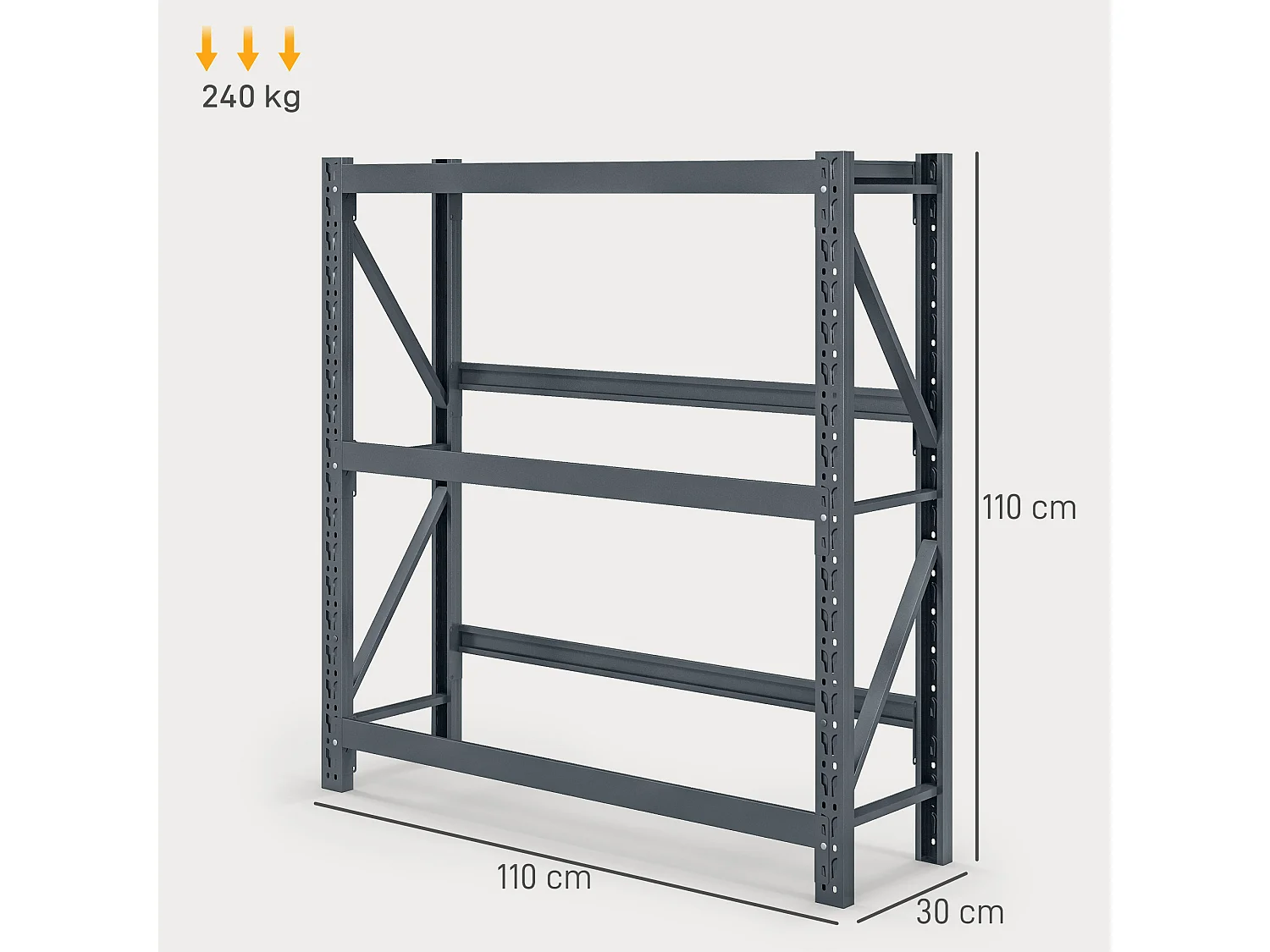 Scaffale per 6 casse di bevande a 3 livelli regolabili grigio