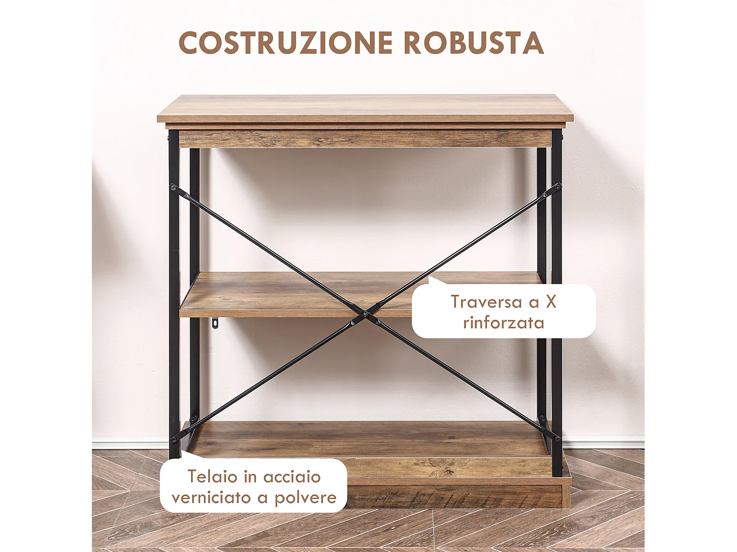 Scaffale libreria industriale mobile multiuso 80x36x81.3cm