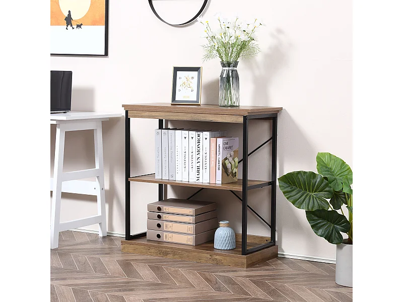 Scaffale libreria industriale mobile multiuso 80x36x81.3cm