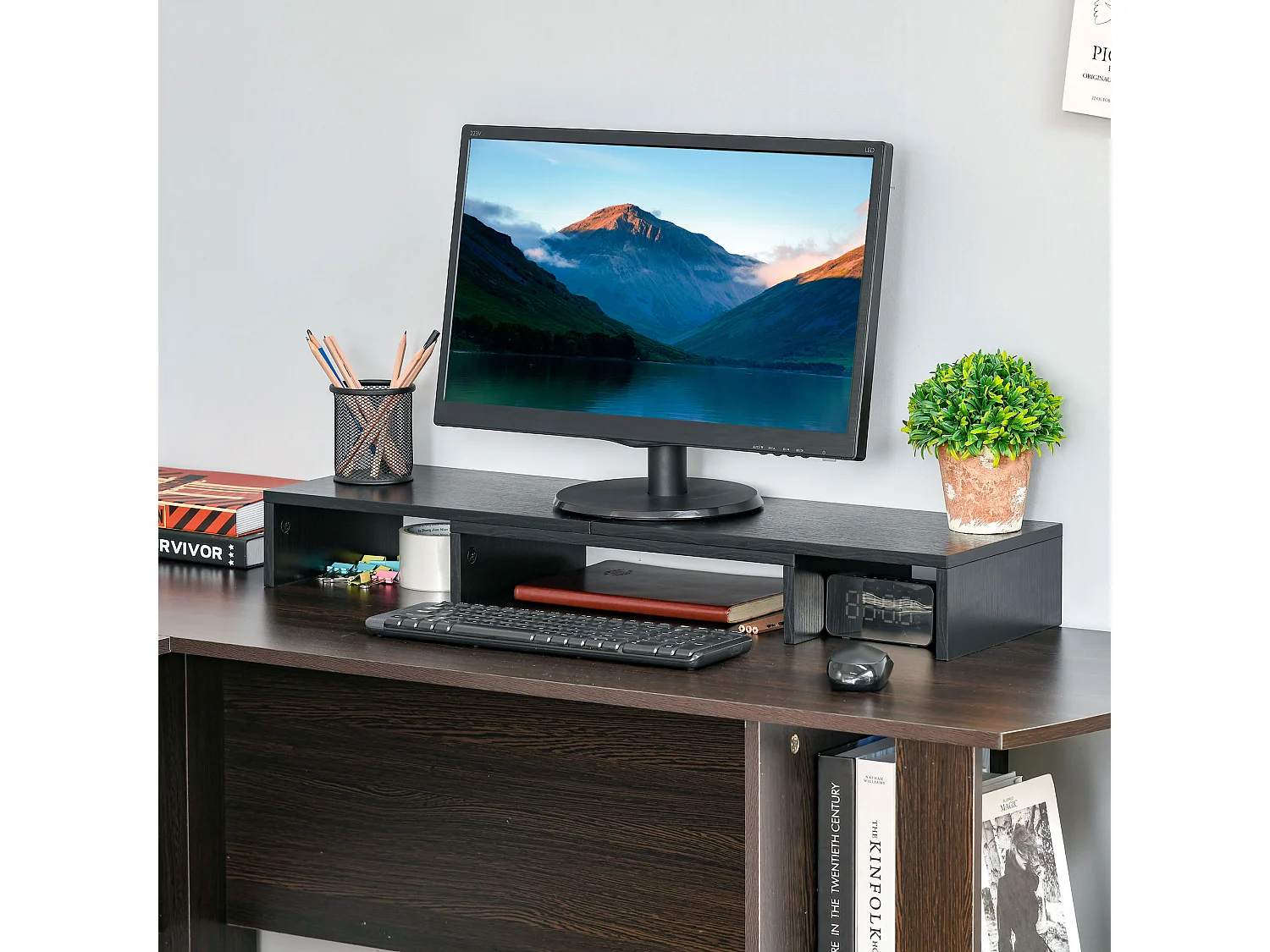 Supporto monitor in mdf nero lunghezza e angolo regolabile