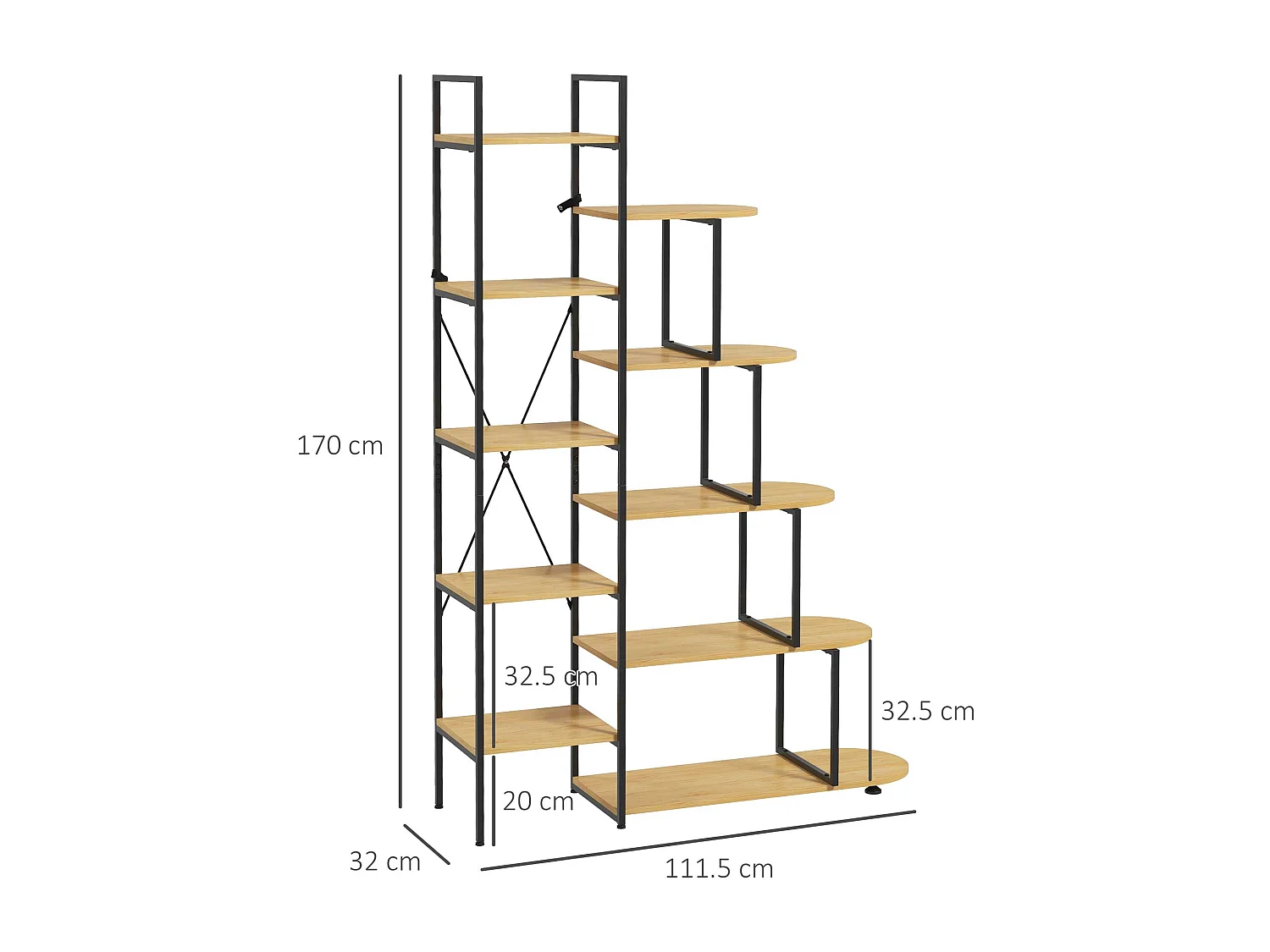 Scaffale libreria a 10 livelli in truciolato e acciaio