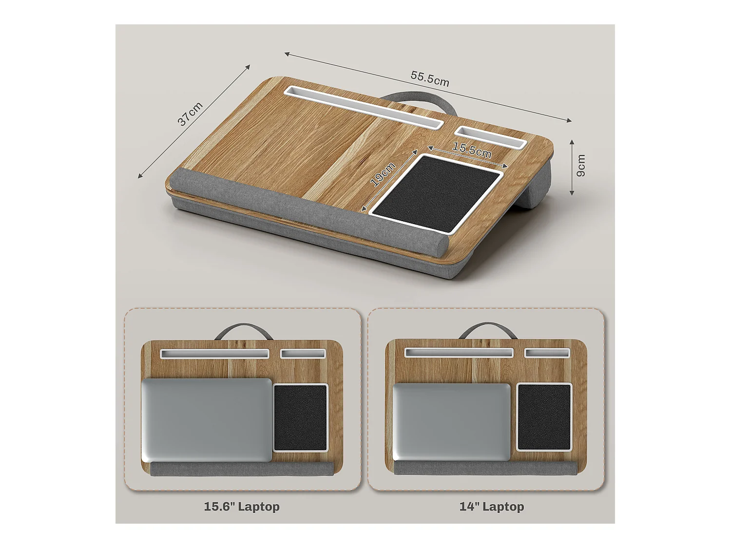 Supporto per laptop 15.6&nbsp; con tappetino mouse e porta smartphone
