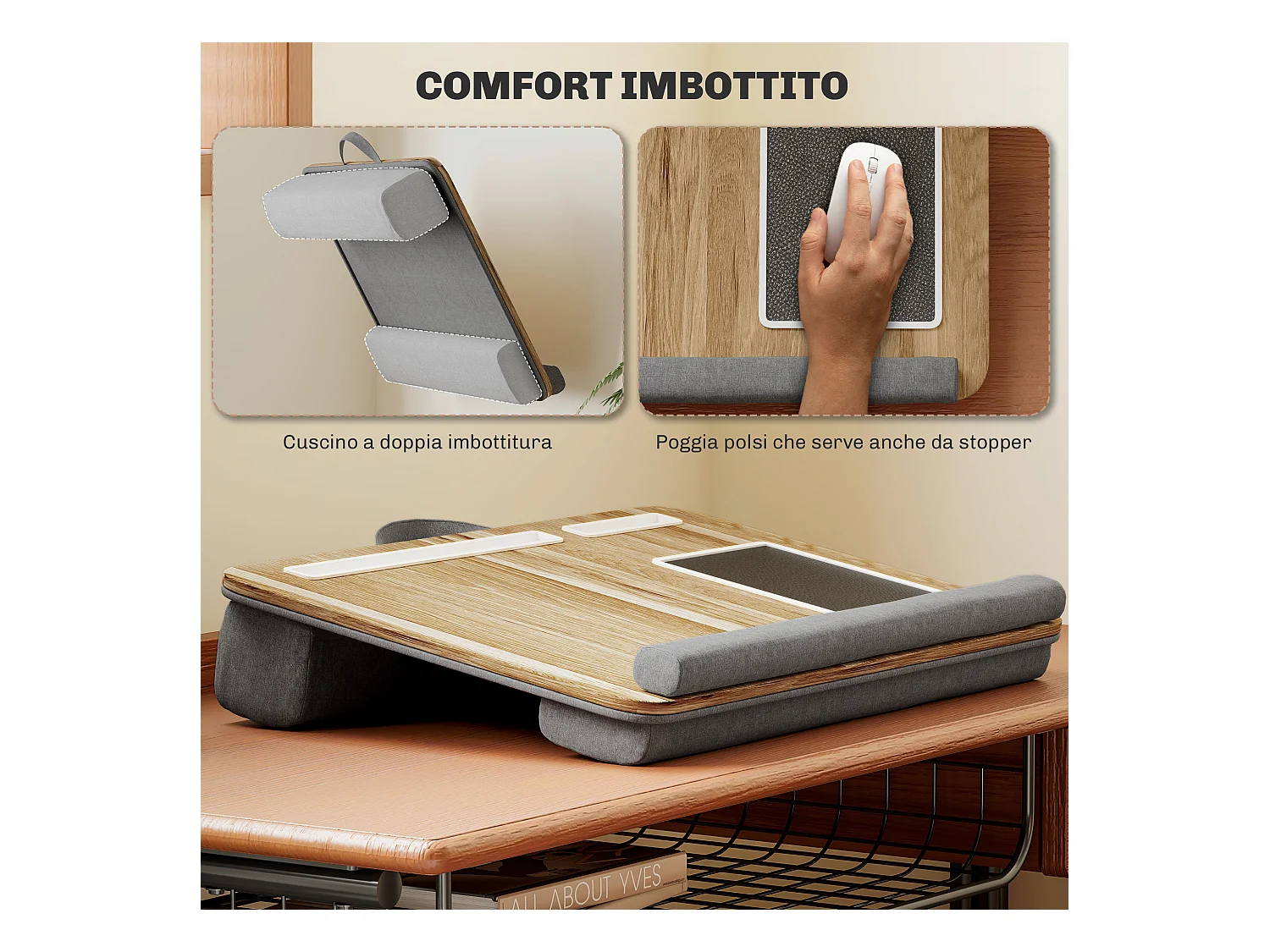 Supporto per laptop 15.6&nbsp; con tappetino mouse e porta smartphone