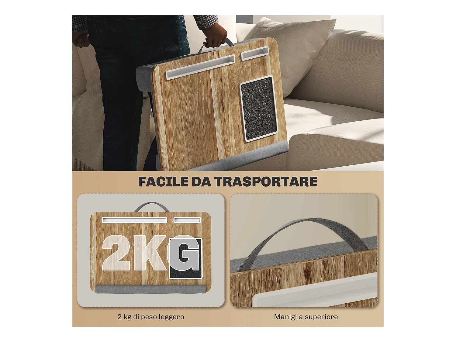 Supporto per laptop 15.6&nbsp; con tappetino mouse e porta smartphone