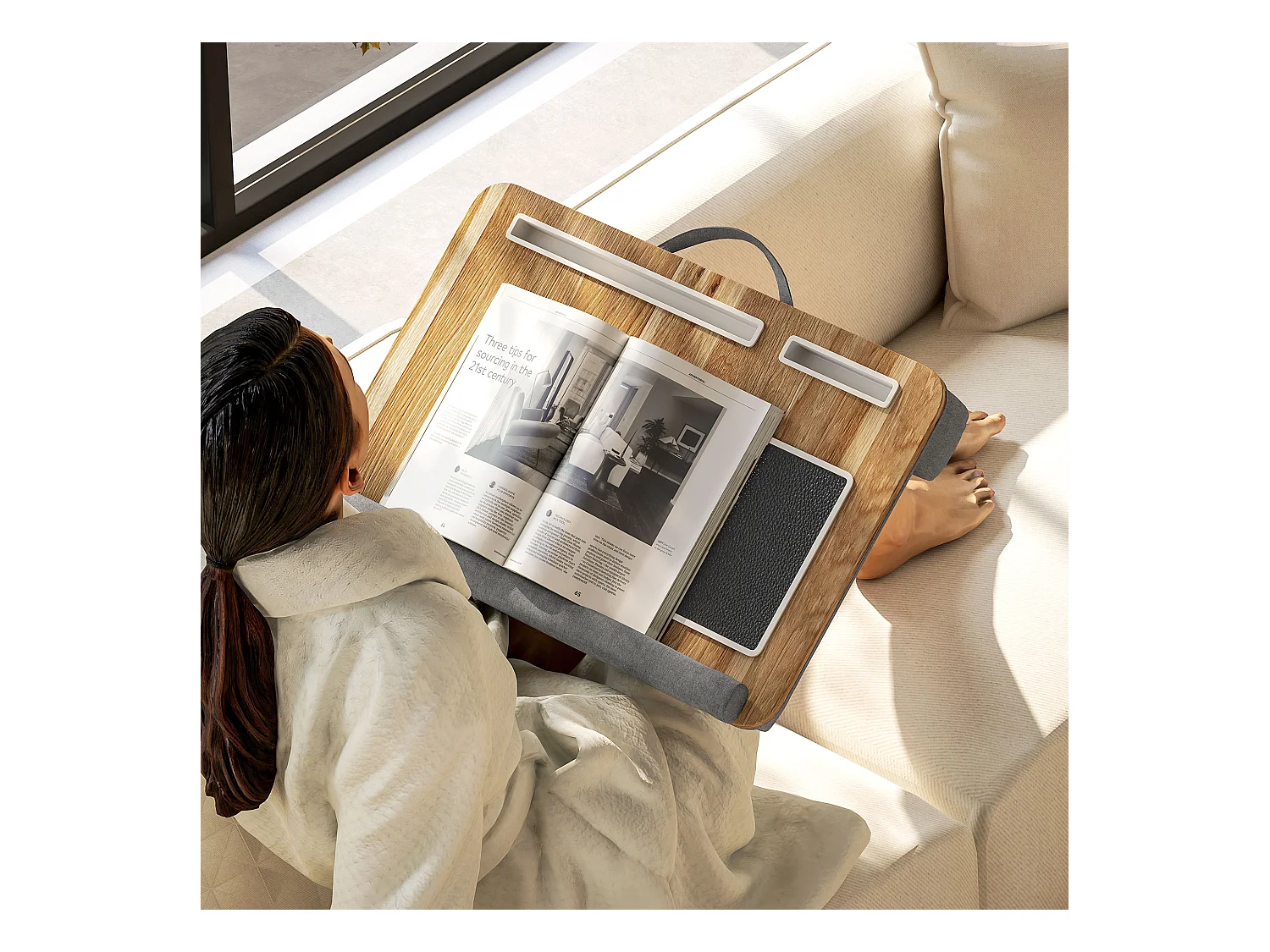 Supporto per laptop 15.6&nbsp; con tappetino mouse e porta smartphone