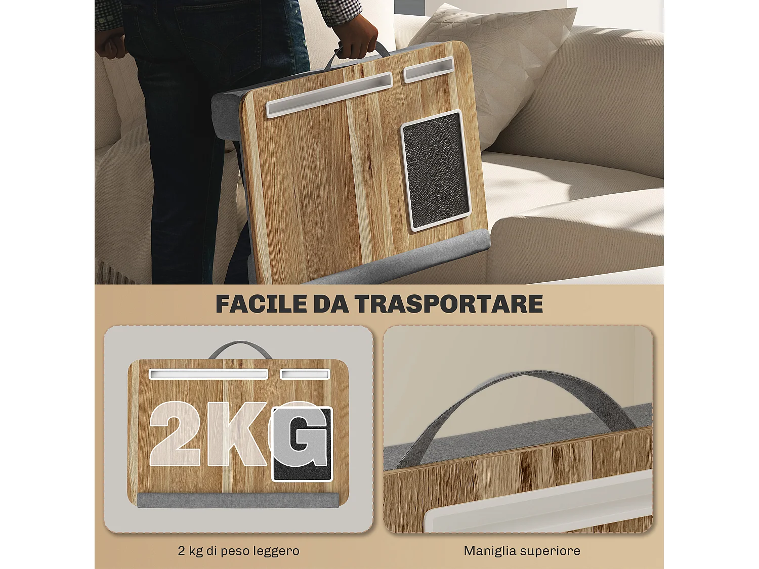 Supporto per laptop 15.6&nbsp; con tappetino mouse e porta smartphone