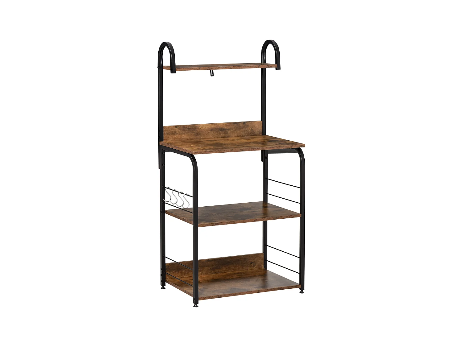 Mobiletto per microonde 4 ripiani in acciaio e legno 60x40x125cm