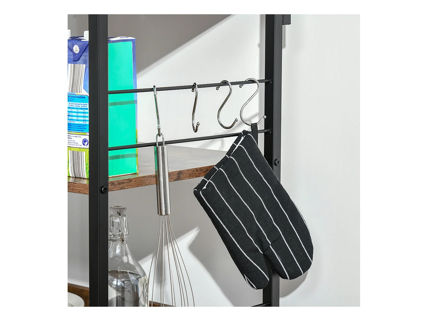 Mobiletto per microonde 4 ripiani in acciaio e legno 60x40x125cm