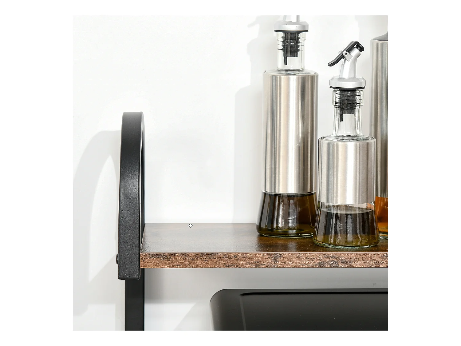 Mobiletto per microonde 4 ripiani in acciaio e legno 60x40x125cm