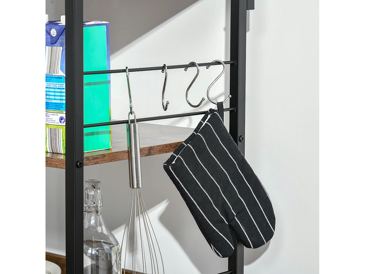 Mobiletto per microonde 4 ripiani in acciaio e legno 60x40x125cm