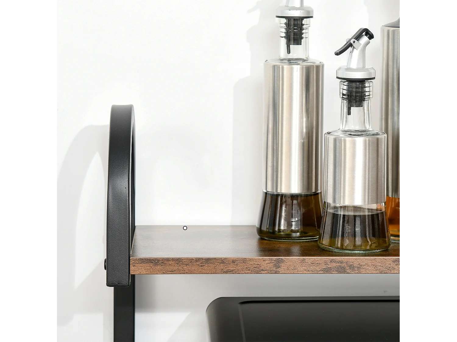 Mobiletto per microonde 4 ripiani in acciaio e legno 60x40x125cm