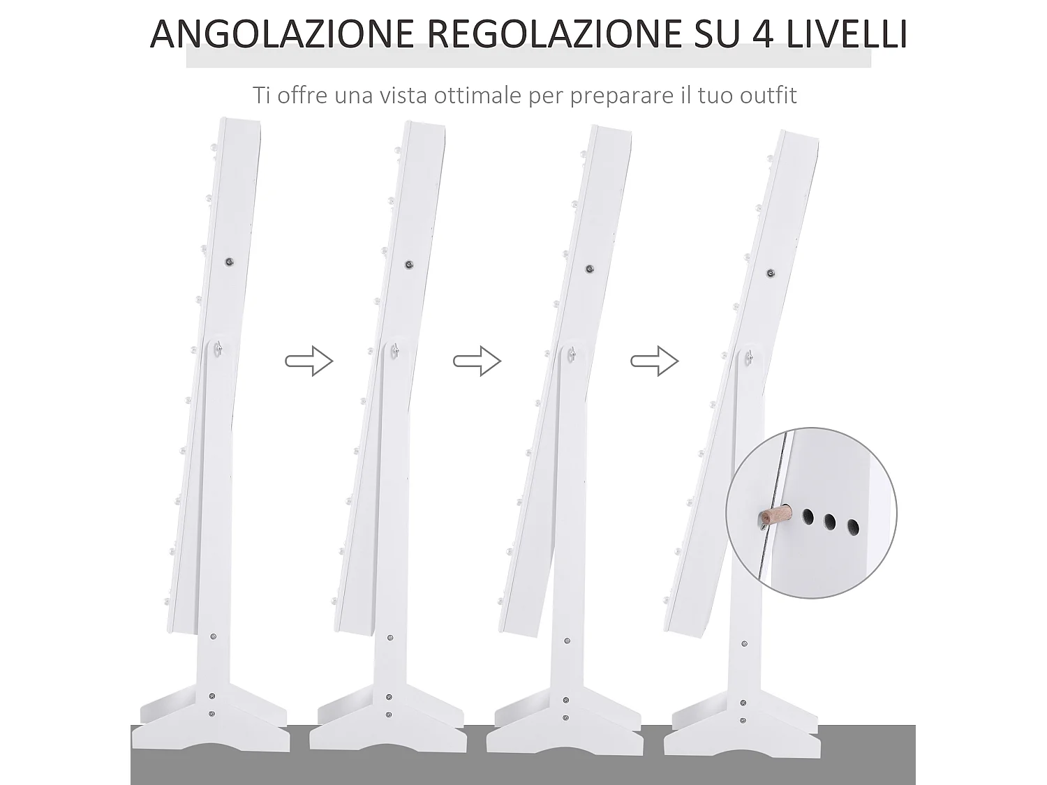Armadio portagioielli specchio regolabile 20 luci led 40x37x146 cm