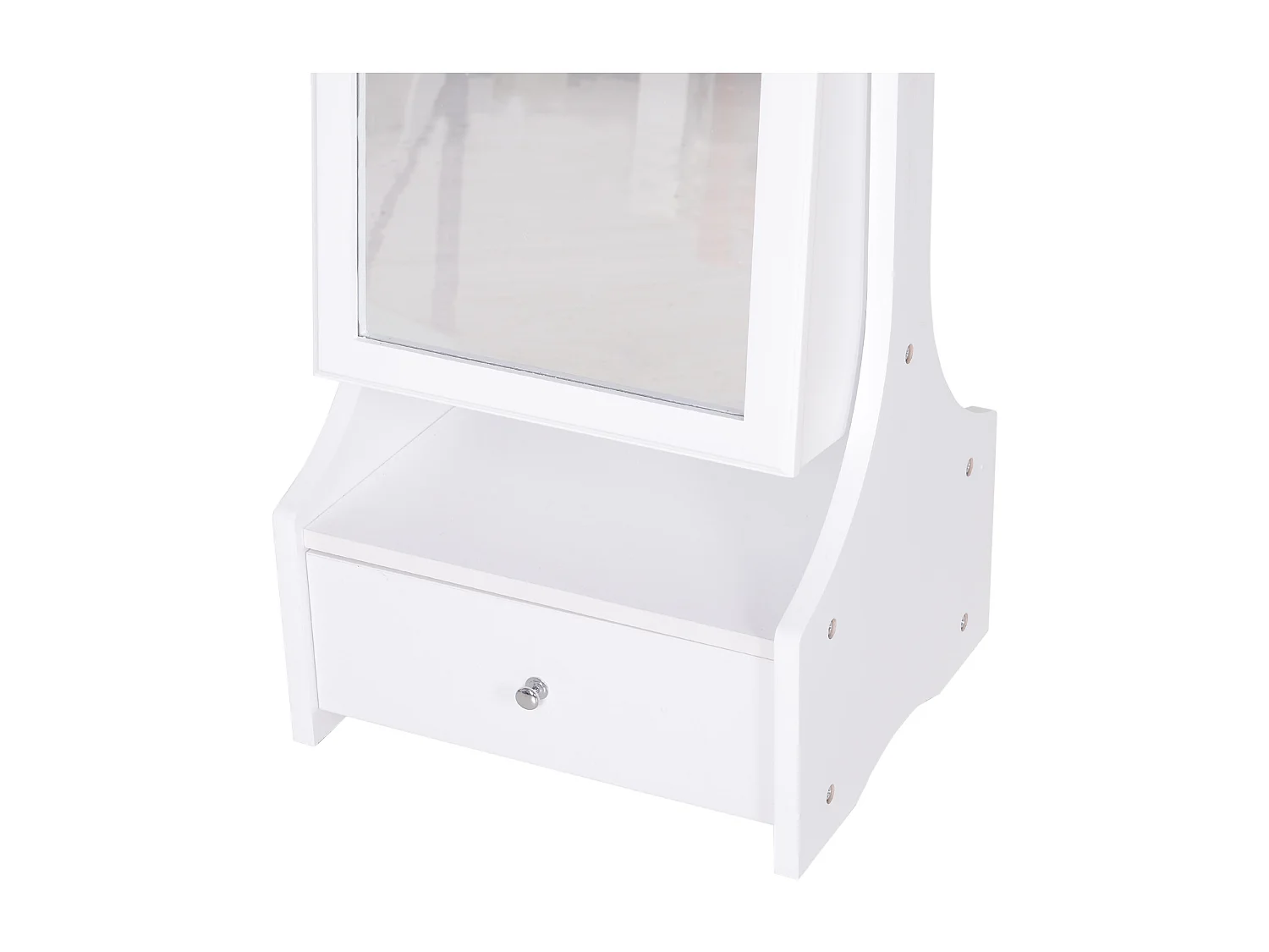 Armadio portagioie con specchiera cassetto e luci led bianco