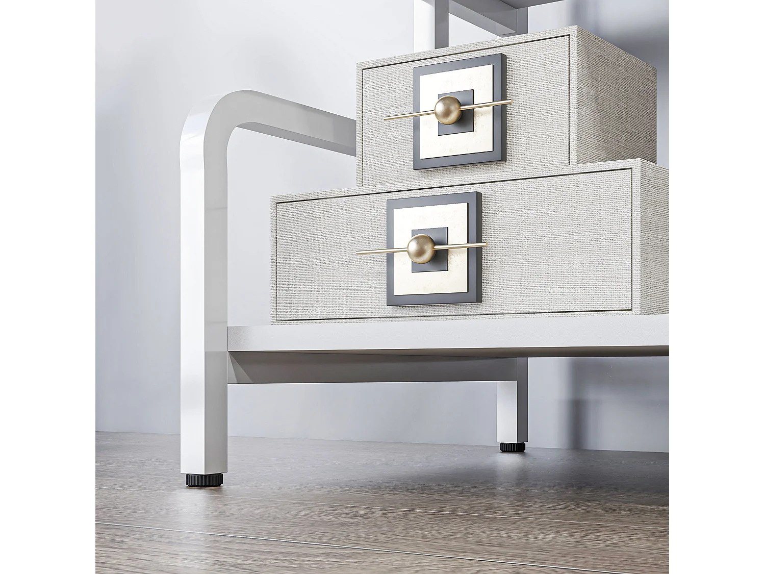 Supporto per stampante a 3 livelli in metallo e truciolato bianco