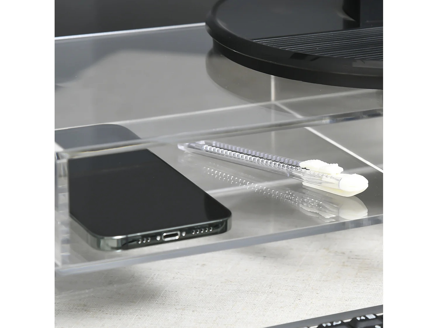 Supporto monitor pc con scomparti in acrilico trasparente