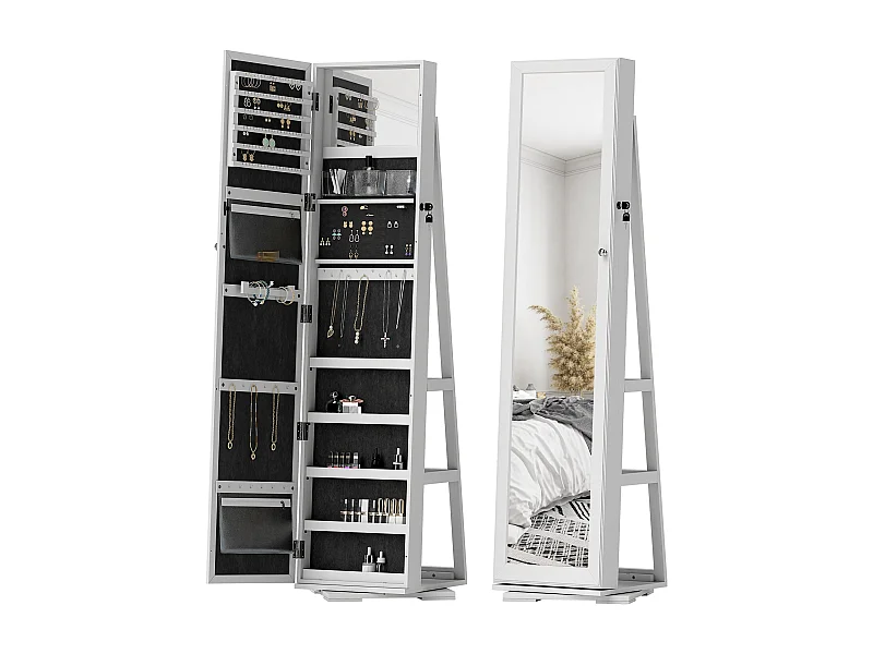 Specchio portagioie moderno camera in legno bianco con 2 chiavi