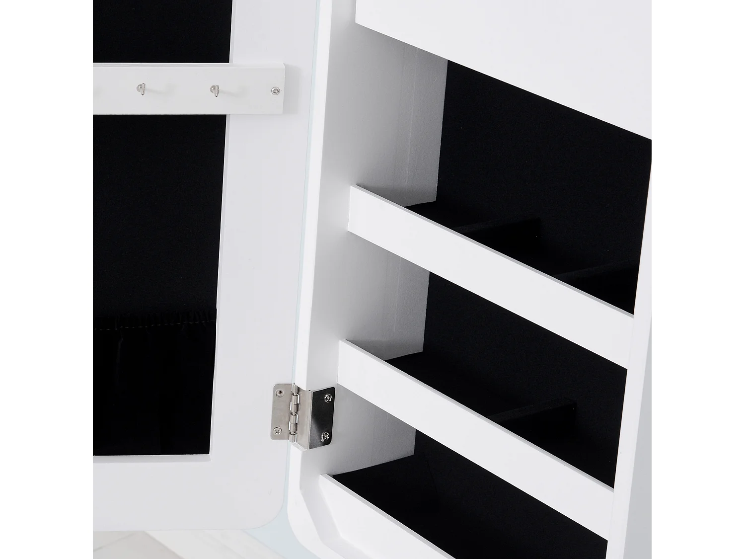 Portagioielli da terra con specchio regolabile e illuminazione led