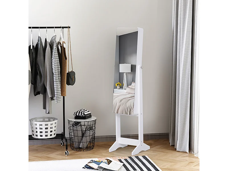 Portagioielli da terra con specchio regolabile e illuminazione led