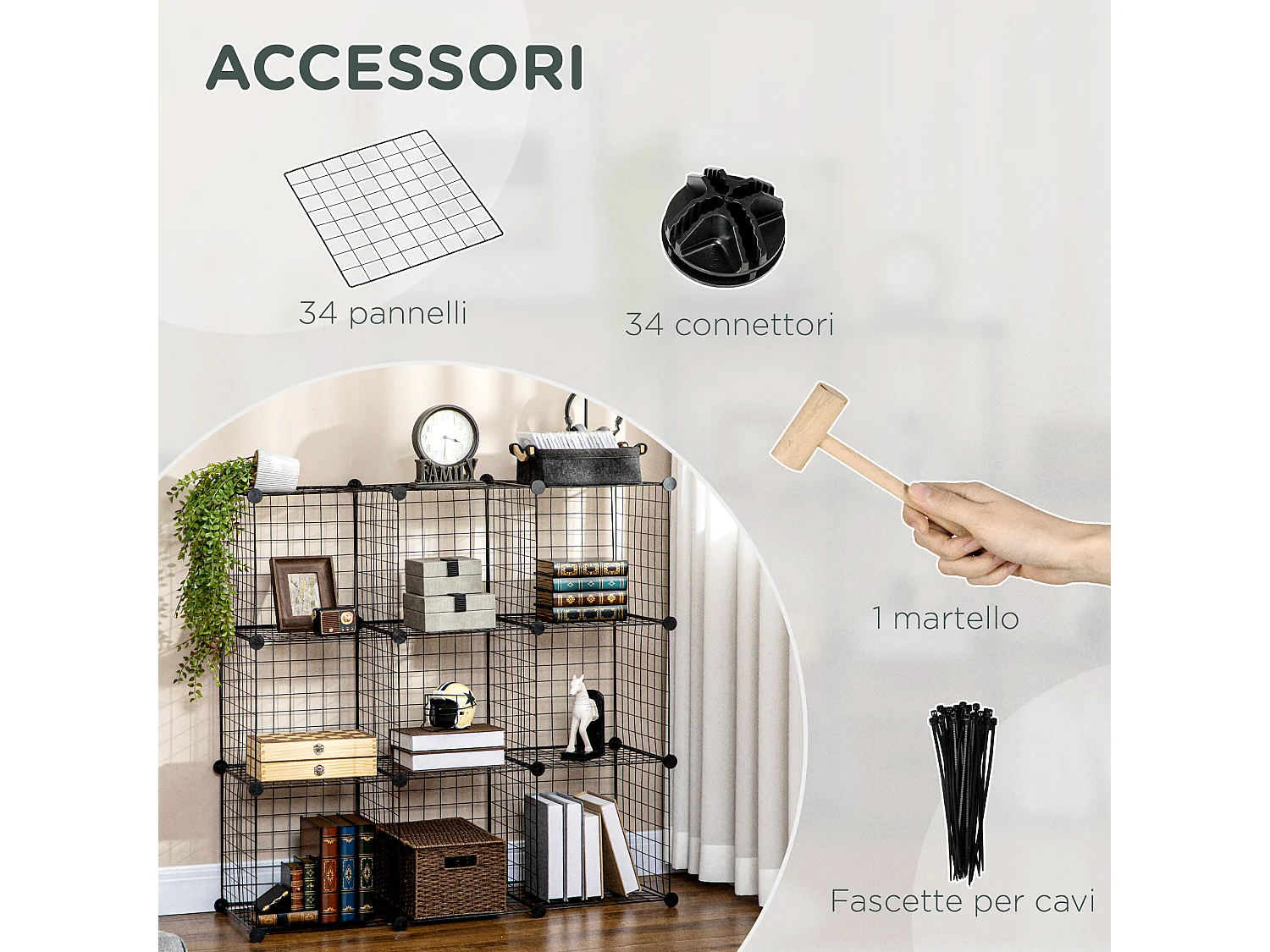 9 cubi in rete salvaspazio per vestiti libri e giocattoli nero