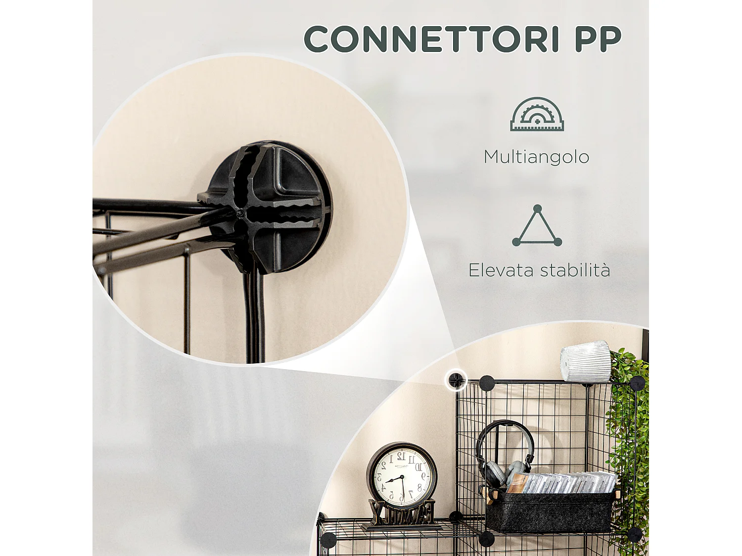 9 cubi in rete salvaspazio per vestiti libri e giocattoli nero