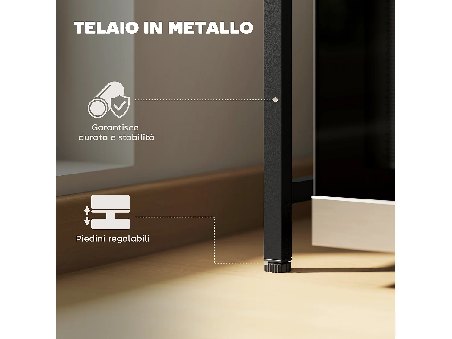 Porta microonde estensibile a 2 livelli con 3 ganci in metallo nero
