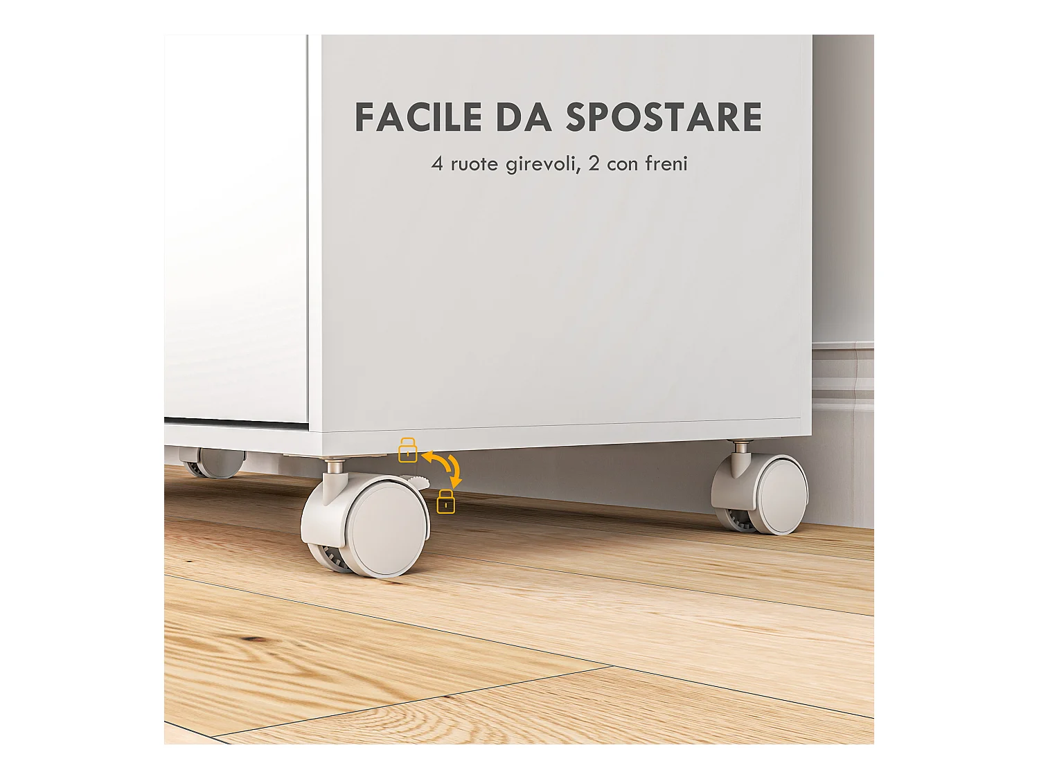 Mobile asse da stiro con 3 ripiani a cubo e guida