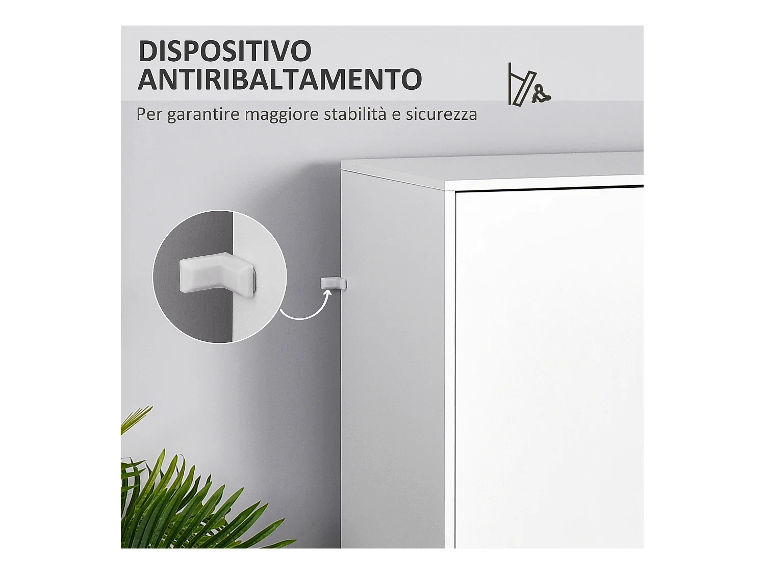 Armadio con ripiano appendiabiti e cassetti in legno bianco