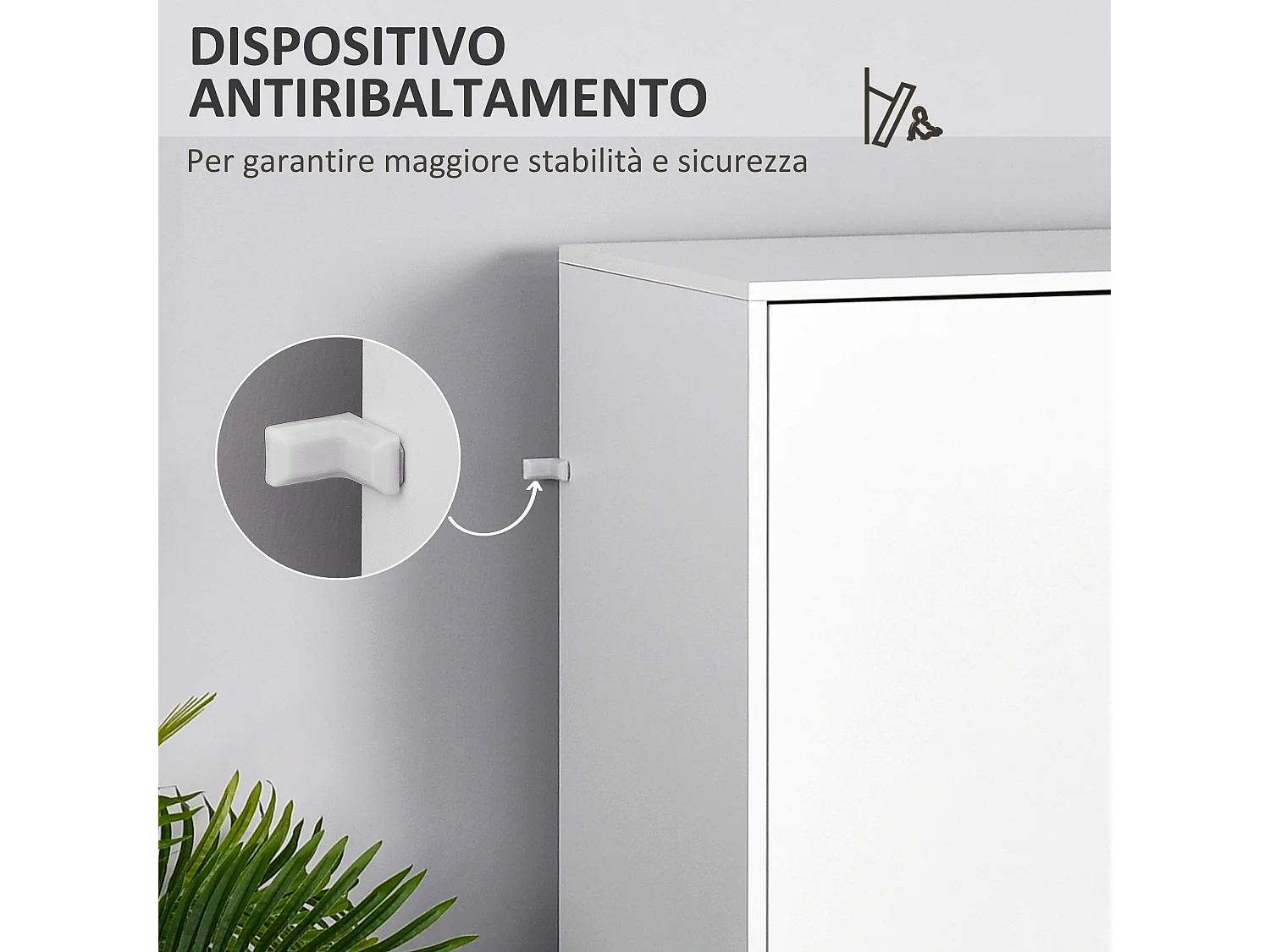 Armadio con ripiano appendiabiti e cassetti in legno bianco