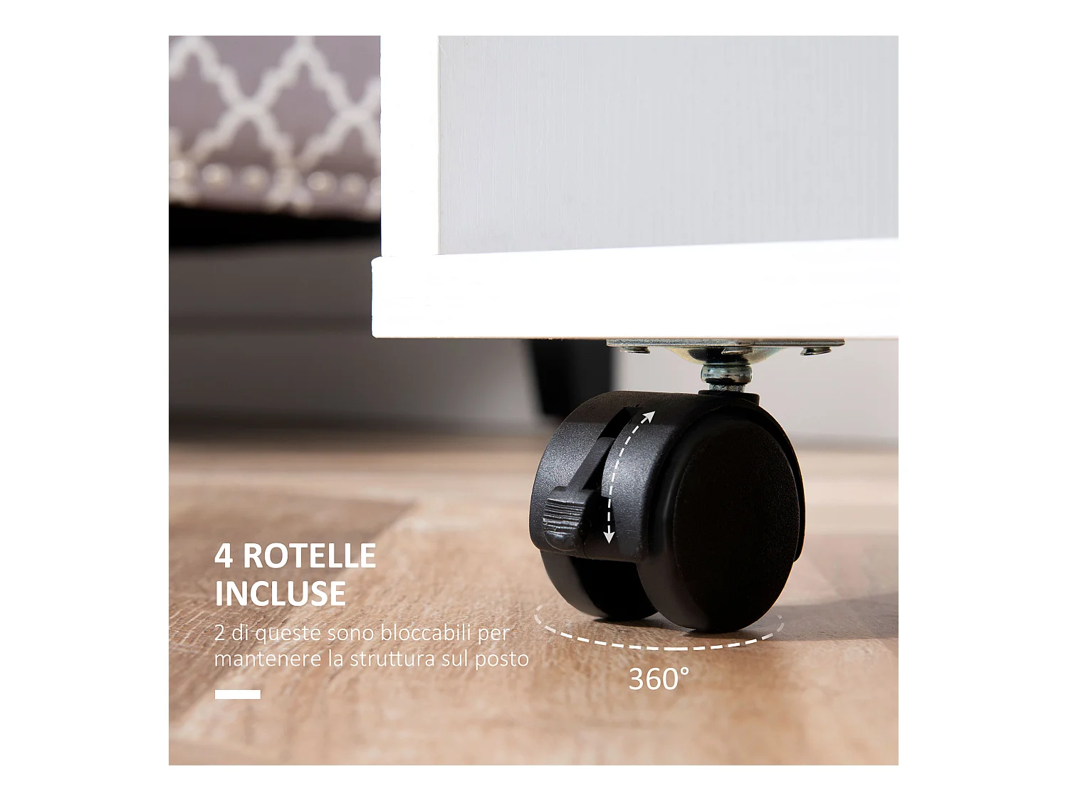 Mobile appendiabiti con barra in alluminio e 2 ripiani aperti bianco