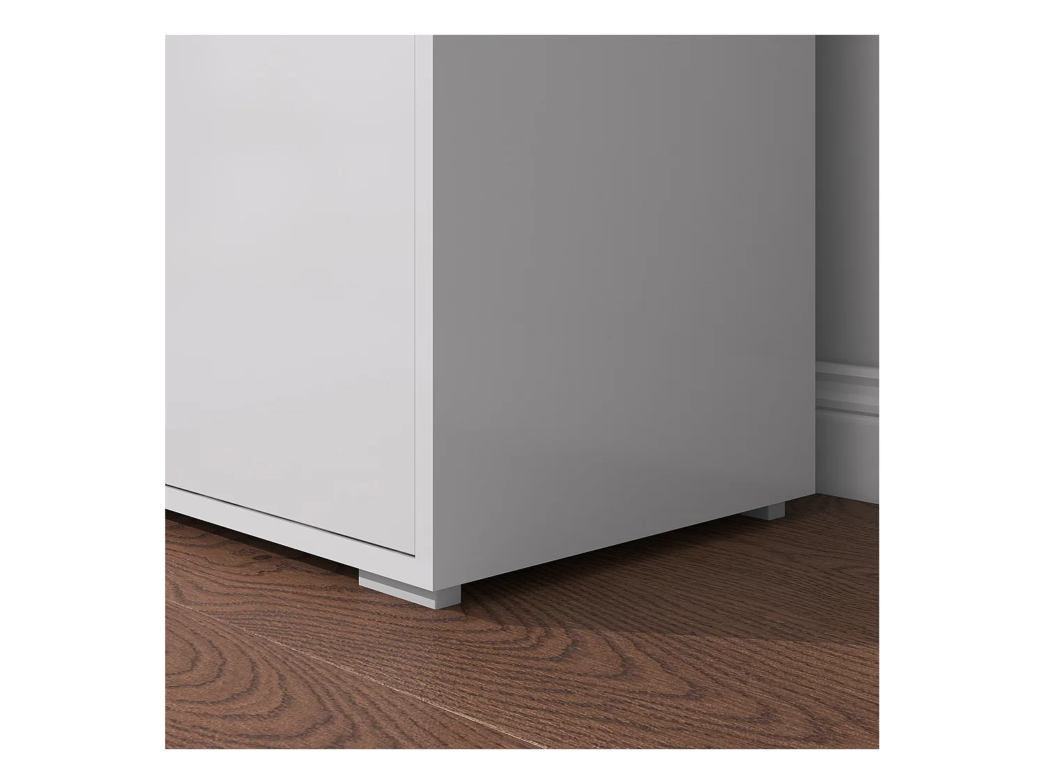 Credenza moderna con 2 armadietti e 2 cassetti in legno bianco lucido