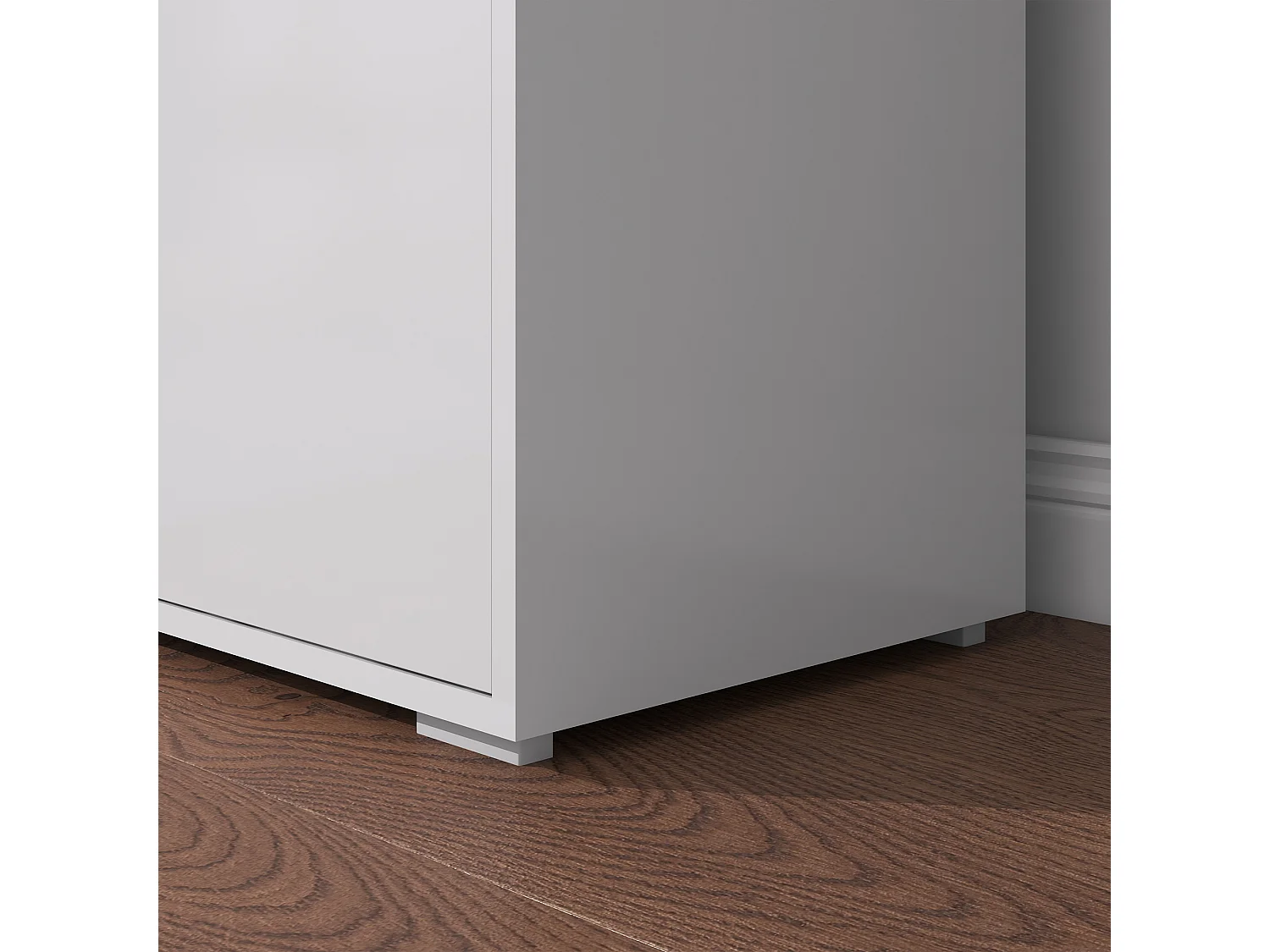 Credenza moderna con 2 armadietti e 2 cassetti in legno bianco lucido