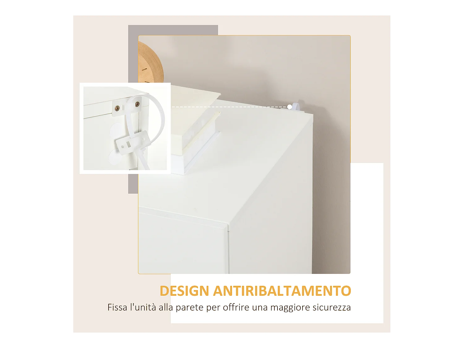 Mobiletto multiuso a 3 livelli con ripiano regolabile