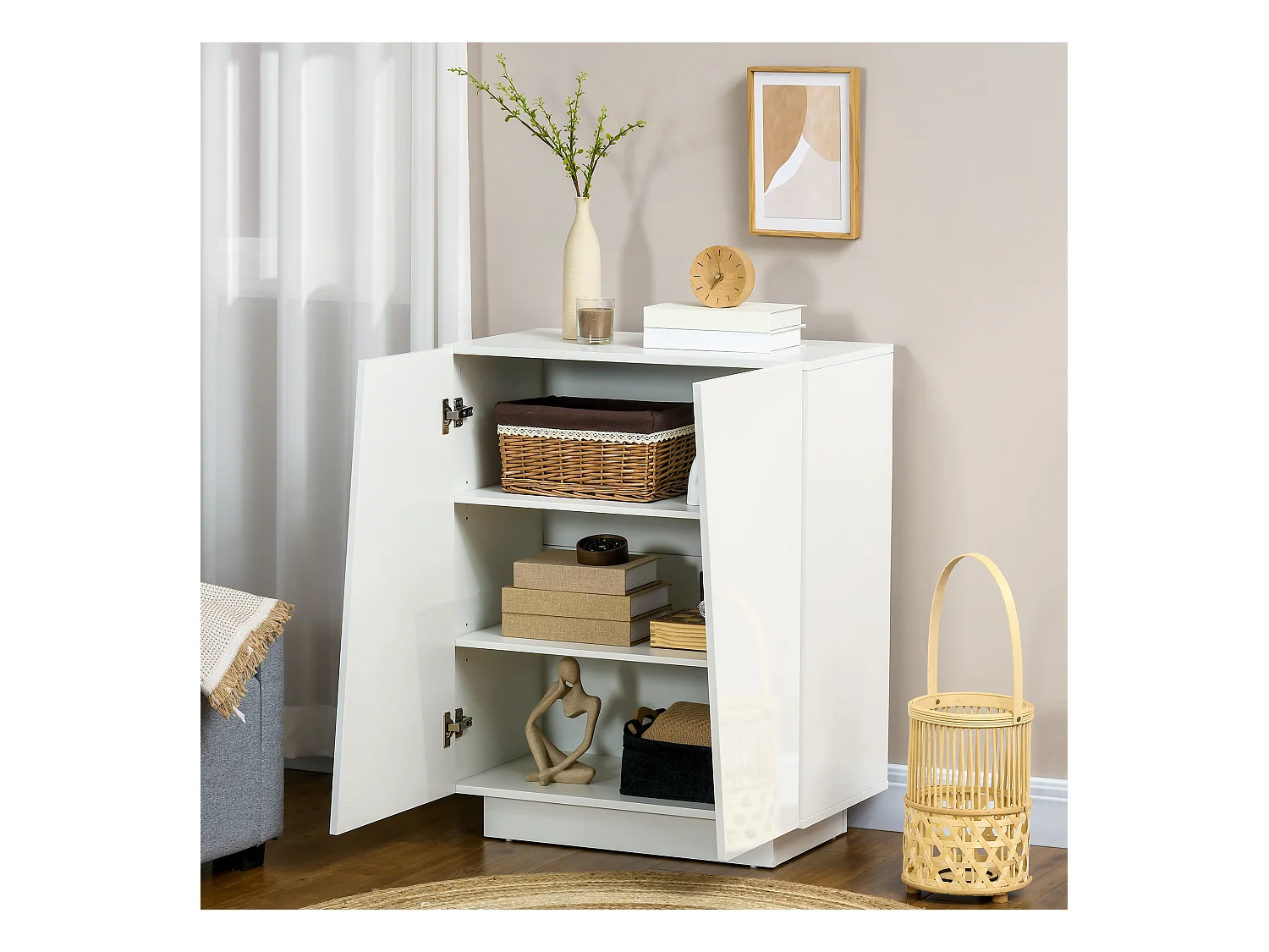 Mobiletto multiuso a 3 livelli con ripiano regolabile