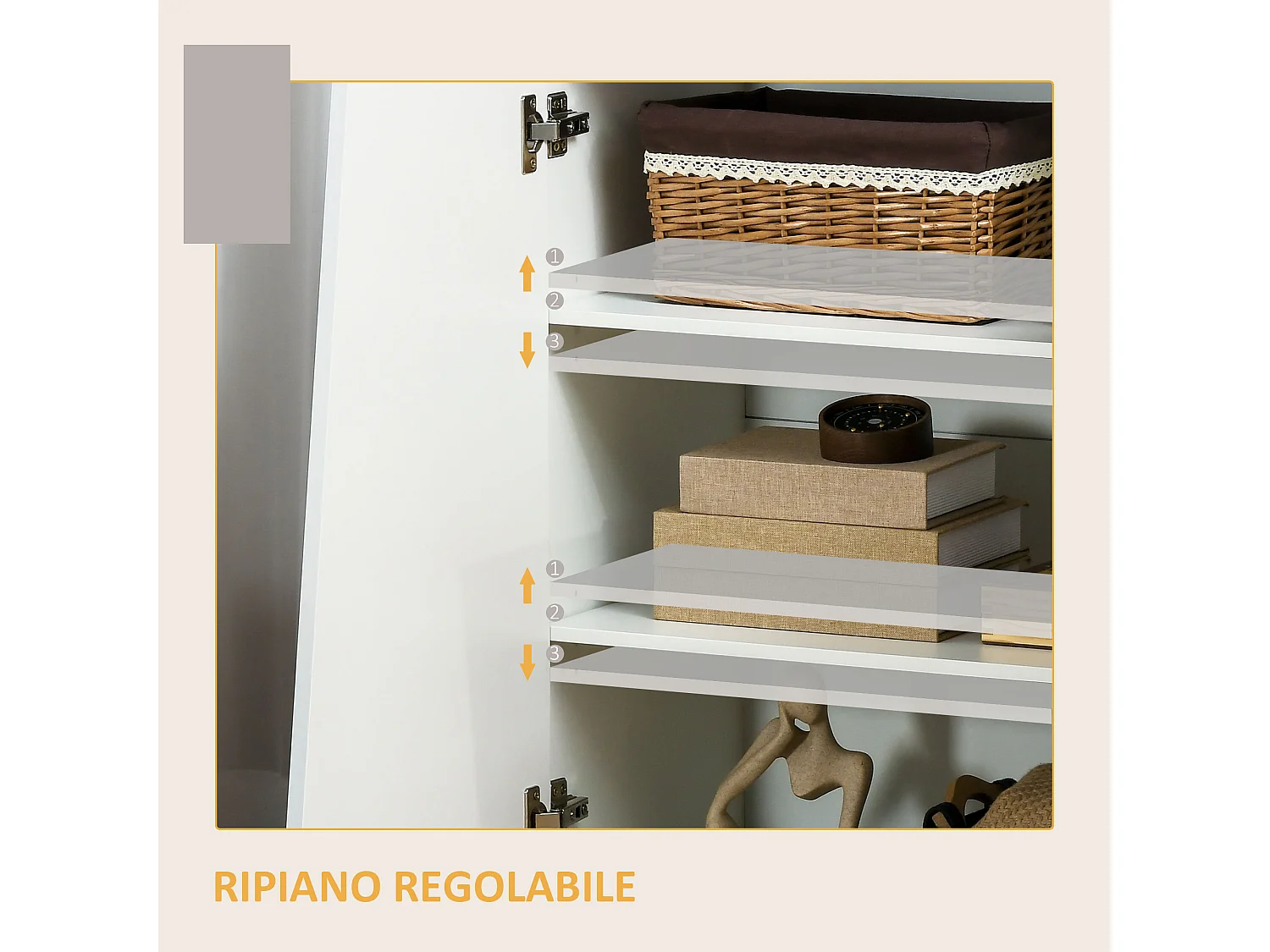 Mobiletto multiuso a 3 livelli con ripiano regolabile