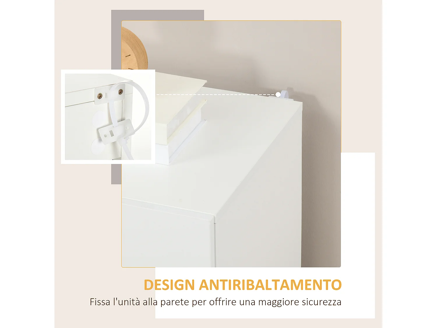 Mobiletto multiuso a 3 livelli con ripiano regolabile